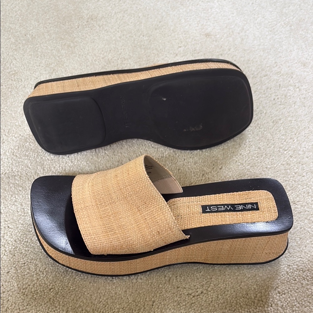 Nine West Tan and Black Platform Shoes